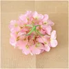 Couronnes de fleurs décoratives Fleurs décoratives 9 pièces Têtes de fleurs d'hortensia Mur artificiel en soie Faux pour la maison Fond de mariage Déco Dhyva