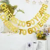 Party Decoration Cheers To 10 16 18 20 21 30 40 50 60 70 Years Garland Bunting Flags Glitter Gold Letter Banner Anniversary Birthday Decor