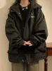 女性用ジャケット特大のフード付きボンバージャケット女性ビンテージルーズウィンドブレイカーレディース秋の韓国ファッションハラジュクカジュアルジッパーコート231031