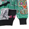 Vestes pour hommes Qualité V Col Tricoté Cardigan Hommes Femmes Hip Hop Plein Graffiti Jacquard Couleur Correspondant Wacko Maria Pull Manteau avec étiquette 231101