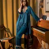 Women's Sleepwear Satin 5PCS Women Lace Patchwork PJS Set Nightgown Faux Silk Kimono Bathrobe Gown Lounge Wear Sexy Hollow Out Nightwear