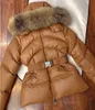 Luksusowa kurtka puffer damska kurtki parka odłączona lis lis płaszcz z wiatrem designerski kurtka ciepła moda parki z paskiem zima kurtka C110102