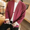 Men's Jackets Men Cardigan Coat Retro Mid-sleeved Design Jacket Soft Comfortable Polyester Fabric Male Accessories