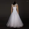 Stage Wear White Standard Ballroom Dresses Women's Long Sleeve Professional Waltz Modern Costume Adult Competition Dance Dress