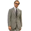 Plaid Men Suits For Wedding 2 Piece Checkered Groom Tuxedos Male Fashion Clothes Costumes Set Jacket Pants