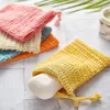 Multicolor Natural Exfoliating Mesh Bags Pouch For Shower Body Massage Scrubber Natural Organic Ramie Soap Bag Loofah Bath