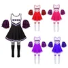 Cosplay Kid Mädchen Cheerleading Kostüme Uniform ärmelloses Letter Print Dance Cosplay Rollenspiel Kleid mit Socken für Bühnenauftritt 230331