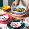 Bowls Creative Colorful Cartoon Flower Type Ceramic Bowl Cute Kids Tableware Salad Fruit Kitchen Cooking Dishes Utensils