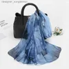 Scarves Floral Print Chiffon Georgette Scarf Women Flower Shl Georgette Hijab Small Size Summer Sun Protection Beach Stoles 150*48cmL231101