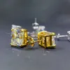 Prix de gros Prêt à expédier des clous d'oreilles en argent sterling 925 et diamant Moissanite taille radiante