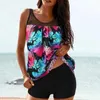 Damen-Bademode, Badeanzüge für Damen, gestreifte Shorts, Strampler, zweiteiliger Tankini-Badeanzug, florales bedrucktes Tank-Top mit Boyshorts zum Baden