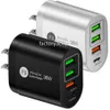 Charge rapide 4 ports Type C PD Chargeur 36W PD USB-C QC3.0 Chargeurs muraux EU US UK Adaptateur pour Iphone 12 13 14 Samsung S20 S21 Lg F1 avec boîte