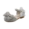 Sandali AINYFU Ragazze estive Sandali con fiocco in paillettes Sandali moda per bambini Glitter Perle Scarpe basse da principessa Cute Kids Sandali da spiaggia traspiranti 230331