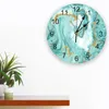 Horloges murales coloré marbre turquoise motif horloge pour chambres d'enfants silencieux décor à la maison salon cuisine numérique