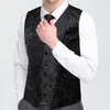 Mäns västar för män Slim Fit Mens Wedding Suit Vest Casual ärmlös formell affär Mannmidja Hanky ​​slips Bow Tie Set Dibangu 230331