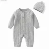 Jumpsuits Autumn Newborn Girl Boy Knitted Jumpsuits Outfits Winter Baby Rompers Caps Clothes Sets Long Sleeve Toddler Infant Overalls 2pcsL231101