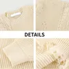 Women's Sweaters Basic Loose Pullovers Women Winter Simple Frayed Hole Designed Unisex Streetwear Harajuku Y2k Cozy Pure Ulzzang BF