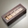 Caixas de relógio 5 slots Caixa de armazenamento de madeira com janela de vidro Organizador de exibição de madeira Caso de presente