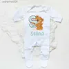 Комбинезоны Персонализированный детский пижамный комбинезон с рисунком медведя с надписью Babygrow Sleepsuit Infant Coming Home Outfit Custom Name Romper Newbron PresentL231101