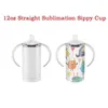 Water Bottles Sublimation 12Oz Straight Sippy Cup Diy Blank Stainless Steel Vacuum Baby Milk Bottle With Nipple Insated Mug For Born Dha3H