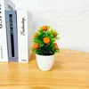 Flores decorativas artificial planta vaso laranja romã árvore de fruto bonsai peitoril da janela decoração jardim plástico falso vaso casa