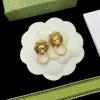 Klassieke leeuwenkop bedeloorbellen aretes messing mode eenvoudig merk designer oorbellen dames kerstcadeau sieraden van hoge kwaliteit met doos
