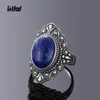 Anel de solitário 925 anel de prata esterlina vintage oval de lapis natural para mulheres anéis de jóias de jóias de dedos da moda anéis de luxo do presente 231031