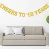 Party Decoration Cheers To 10 16 18 20 21 30 40 50 60 70 Years Garland Bunting Flags Glitter Gold Letter Banner Anniversary Birthday Decor