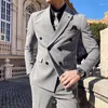 Abiti da uomo 2023 Autunno E Inverno Abito doppiopetto Slim Casual in due pezzi Giacche da sposa Pantaloni Blazer Cappotti intelligenti 3XL