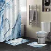 Rideaux de douche marbre fluide bleu rideau de douche tapis antidérapants et tapis de bain rideaux de salle de bain avec R231101