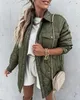 Jaquetas femininas Verde Patchwork Manga Longa Turn Down Collar Mulheres Jaqueta Botão Bolso Manta Outono Inverno Streetwear Feminino Tops Casaco 2023 231031