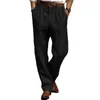 Pantalones para hombres Hombres Holgados Bolsillos largos Diseño Tela transpirable Pantalones Cintura elástica Casual