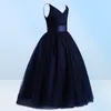 Élégant Flower Girls Robes Navy Blue Sans manches Graduation Robe Kids Mouading Party Ball Robe Vestido7376831