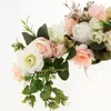 Dekorativer Blumen-Rosen-Kranz-Kunstseide-Ring-Wand-Tür-Sturz-Blumen-Ordnungs-Spiegel-Girlande-hängende Hochzeits-Deko-Stütze
