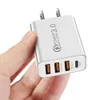 30W Hızlı Şarj PD Tip C USB-C ŞARŞETI AB US UK AC HOME SEYAHAT 4PORTS Duvar Şarj Cihazları İPhone 11 12 13 14 Samsung LG Android Telefon