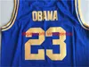 23 Barack Obama Jersey Men College Basketball Jerseys Drużyna Kolor Blue Away White High School Najwyższa jakość w sprzedaży