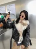 Women's Leather Female Winter Real Coat Sheepskin Fur Collar Warm White Duck Down Liner Lenther Jacket Short Abrigo De Cuero