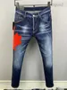 Mężczyźni chude spodnie dla mężczyzny dsqpleind2 dżinsowe bawełniane spodnie spółki zamykające spodnie jeansowe bawełny niebieski szary 100% bawełniany pasek muchy Wychwycony szczupła noga