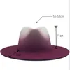 Ampla borda chapéus balde homens chapéu de lã inverno fedoras para mulheres cowboy tie tintura jazz duas cores chapéu britânico panamá igreja atacado 231101