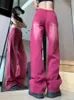 Jeans pour femmes rétro rouge femme taille haute Y2k tendance pantalon streetwear droit baggy pantalon coréen mode cargo automne 2023