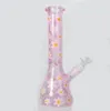 9.84 Inches Glass Bongs Hookahs Beaker Bong Water Pipes pink Painting Bong Bongs