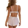 Vêtements de nuit pour femmes Hirigin été 2 pièces ensembles de pyjama femmes cravate sans manches camisoles dentelle fronde débardeurs taille élastique lâche Shorts costume