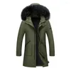 Men's Down 2023 Jacket Mid-length Winter Hooded Coat Lovers Large Fur Collar Thickened Warm