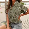 Women's Blouses Shirts And Going Out Button Down V Neck Short Sleeve Wear Clothing
