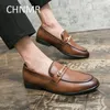 Dress Shoes CHNMR-S Shoes For Men England Thick base Block Dress Shoes Slip-on Comfortable Fashion Leather Trending Products Big Size 231101