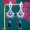 Studörhängen Siscathy Fashion Trend Crystal Cubic Zirconia Drop For Women Hight Quality Purple Hanging Earring Party Smycken