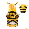 Hundkläder Dog Apparel Bee Costume Pet Halloween Hoodies Soft Cat Holiday Cosplay varma kläder Roliga kläder för hundar kattunge valp dr dh3qm