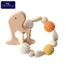 Jouets de dentition 1pc anneau de dentition en bois Aniaml Sika cerf bricolage artisanat hochets hêtre bois rongeur Crochet perles cadeaux pour enfants produits jouet 231031