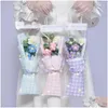 Decorative Flowers Wreaths Decorative Flowers 1Pc Led Light String Set Artificial Flower Milk Cotton Hand-Knitted Cloghet Bouquet Pv Dhghe