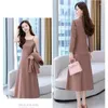 Work Dresses Insozkdg Women's Autumn Winter Suit Jacket Dress Set Fashion Korean Elegant Temperament Blazers Suspender Midi Skirt Two-piece